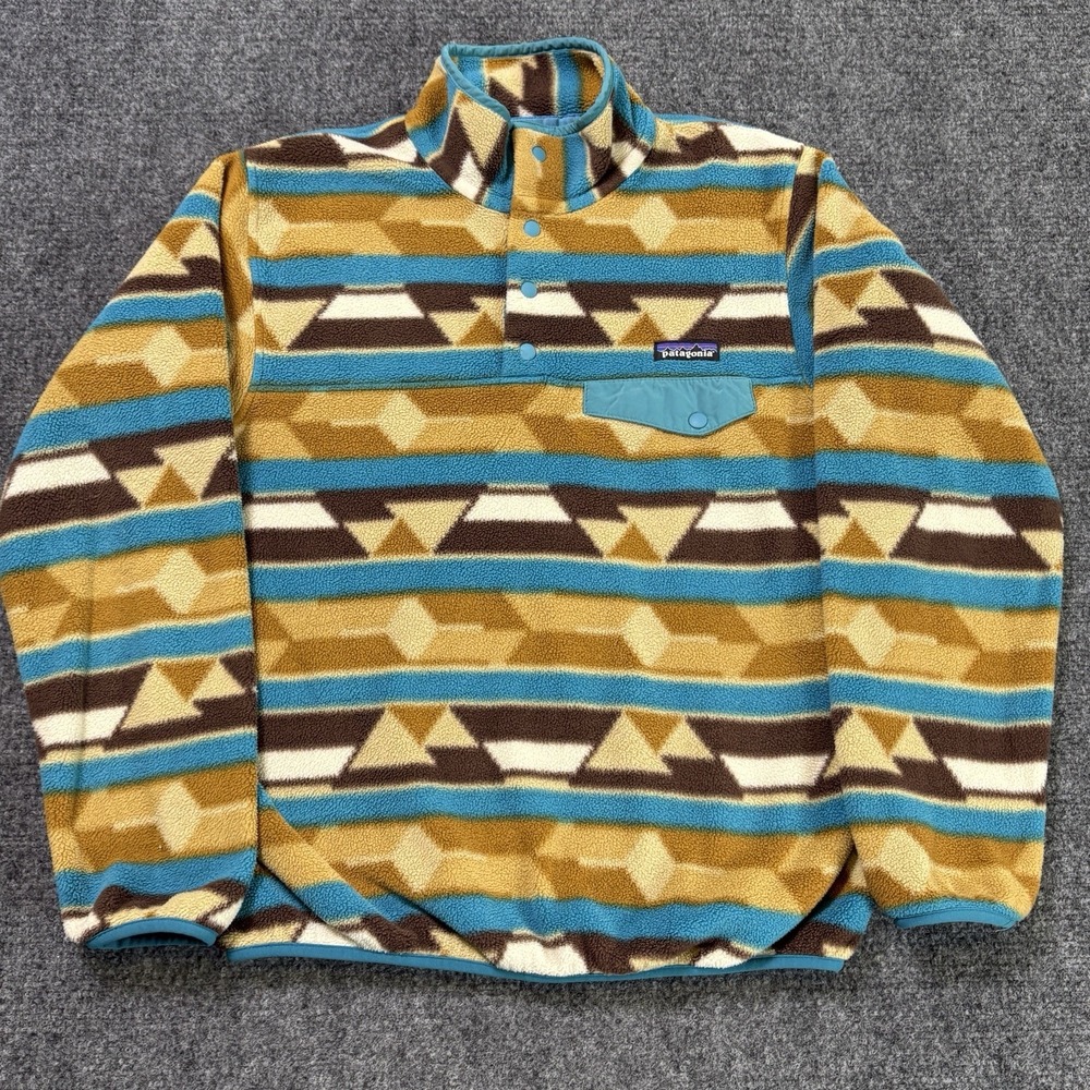 Patagonia Aztec Synchilla Snap T Fleece Pullover Womens Small Geometric Hiking